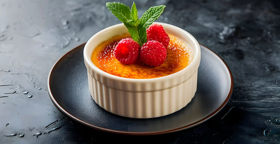 Te enseño a preparar un crème brûlée con frambuesa