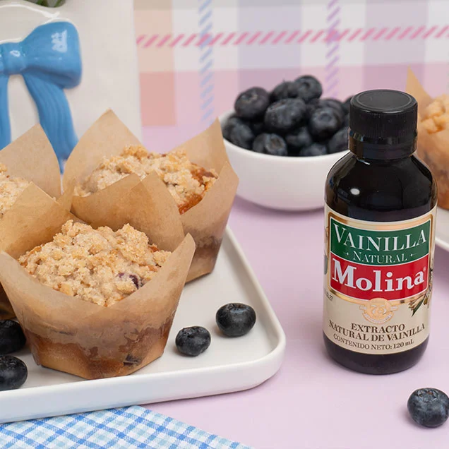 Muffins de arándanos con crumble de canela